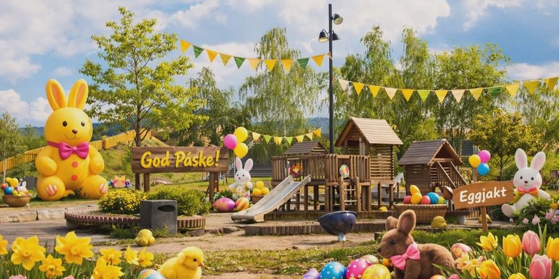 Påskeeggjakt i Mjøsparken (This image is AI generated.)