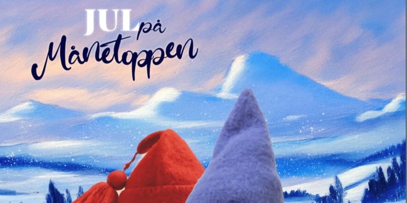 Bilde som viser én rød og én blå topplue. Hovedbilde for forestillingen Jul på Månetoppen.