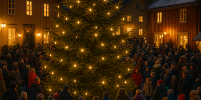 Julegrantenning på Bærums verk (Dette bildet er generert av KI)