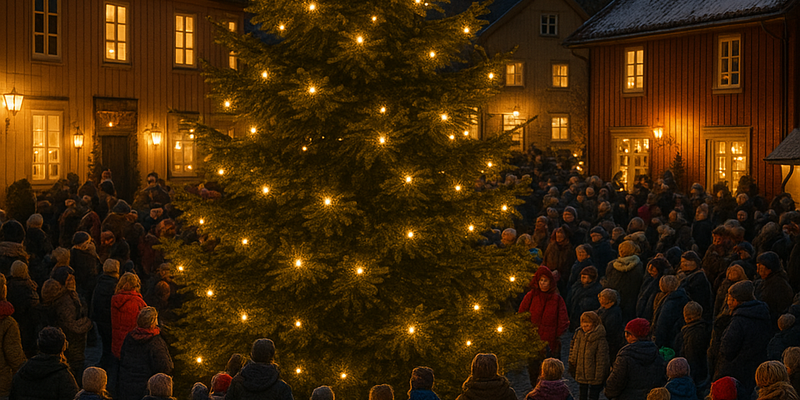 Julegrantenning på Bærums verk (Dette bildet er generert av KI)