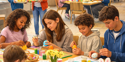 Bilde av påskeverksted (Dette bildet er generert av KI)