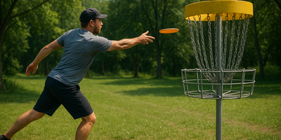 Frisbeegolf (Dette bildet er generert av KI)