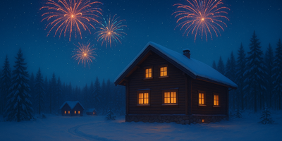 nyttårstur (Dette bildet er generert av KI)