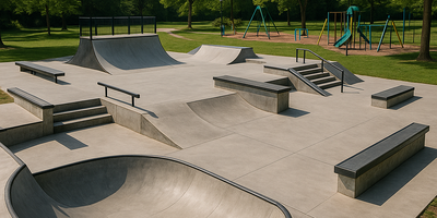 Skate og lekepark (Dette bildet er generert av KI)
