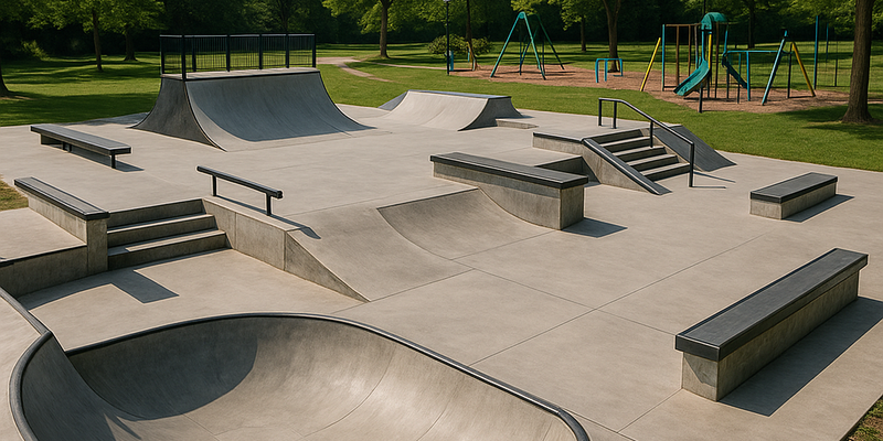 Skate og lekepark (Dette bildet er generert av KI)