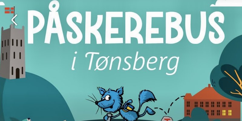 Bilde av Slottsfjelltårnet, en rev og teksten: Påskerebus i Tønsberg