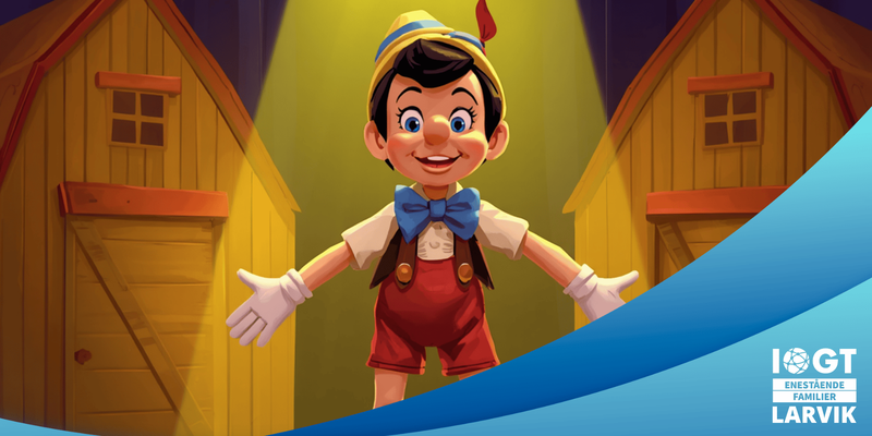 pinocchio på en scene (Dette bildet er generert av KI)