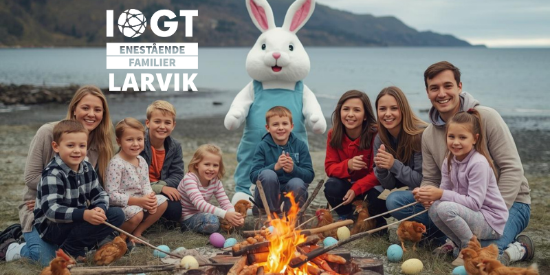 familier som griller pølser og hare med påskeegg (Dette bildet er generert av KI)