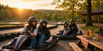 Velkommen til en fartsfylt ettermiddag med gokart og grilling (Dette bildet er generert av KI)