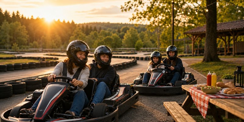 Velkommen til en fartsfylt ettermiddag med gokart og grilling (Dette bildet er generert av KI)