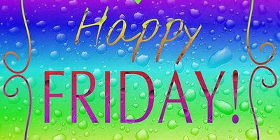 Datategnet bilde med teksten "Happy friday!"